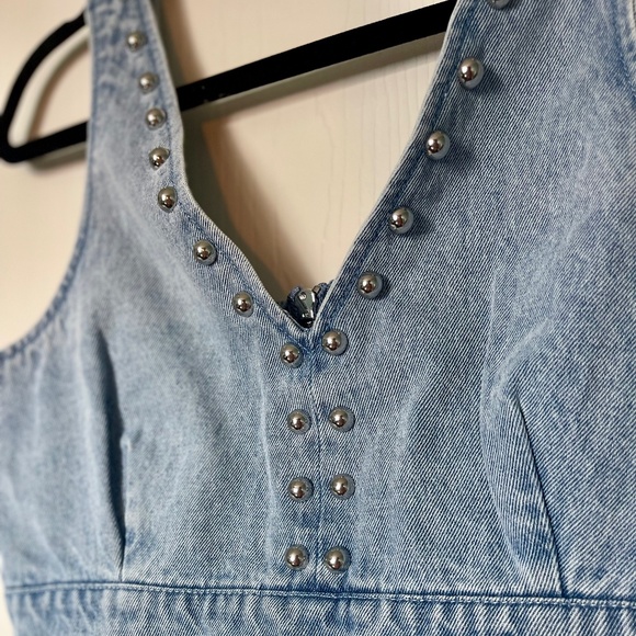 House of Harlow 1960 Studded Denim Top - Picture 2 of 6